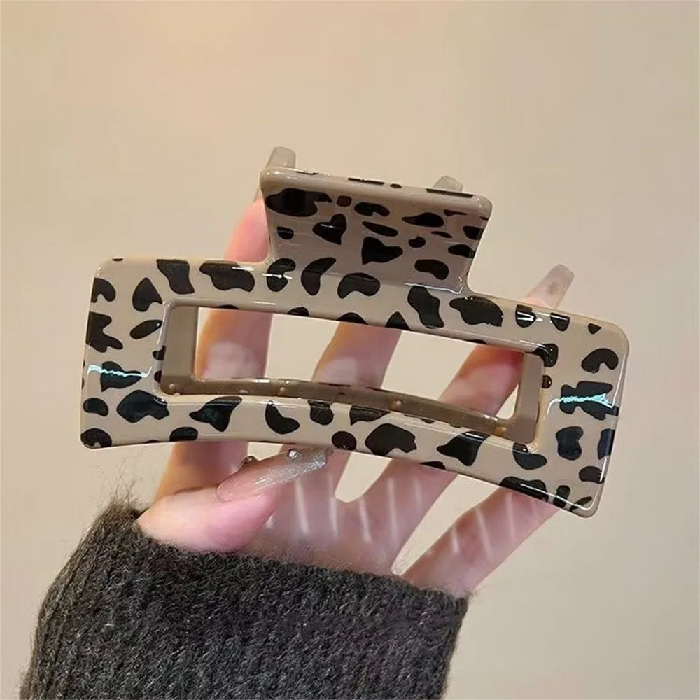 Large Leopard Bow Hair Claw Clip for Thick Hair – Vintage Style