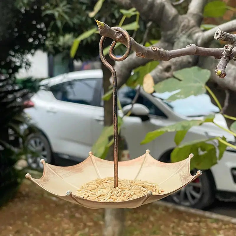 Heavy Duty Iron Hanging Bird Feeder with Large Tray