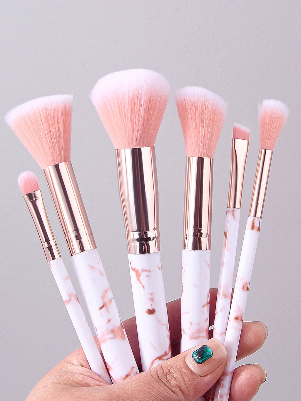 Pink 6-Piece Makeup Brush Set – Blush, Contour & Eyeshadow