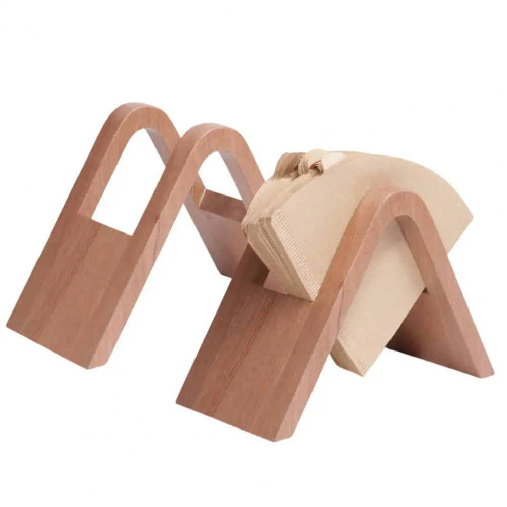 Solid Wood Coffee Filter Holder & Storage Rack Stand