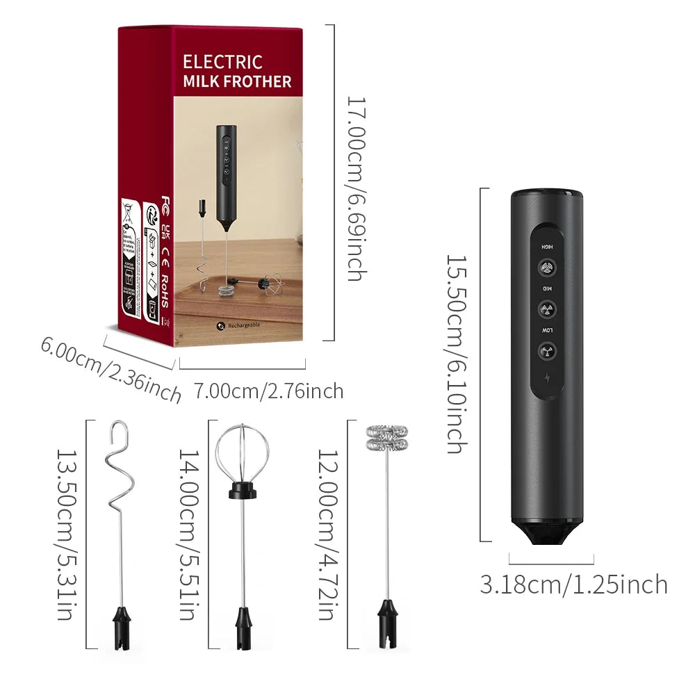 CLITON Electric Milk Frother Portable Mini Egg Beater Whisk