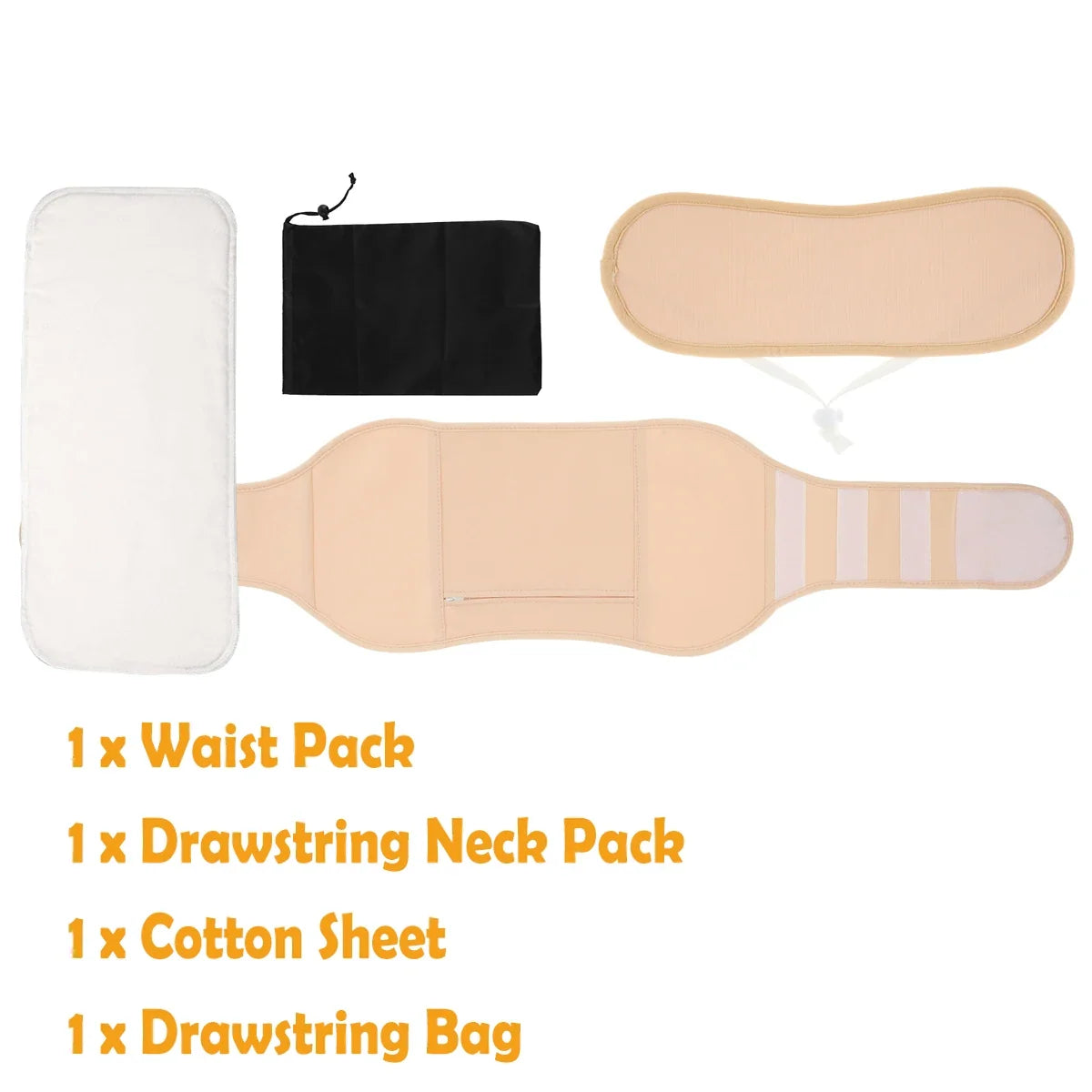 Reusable Castor Oil Pack Wrap Kit – Adjustable Waist & Neck