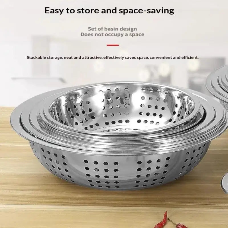 Stainless Steel Colander Rice Sieve Strainer Drain Basin