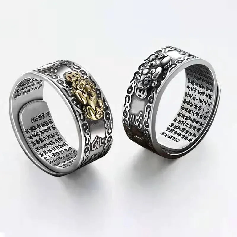 Pixiu Feng Shui Statement Ring – Vintage Lucky Ring for Men