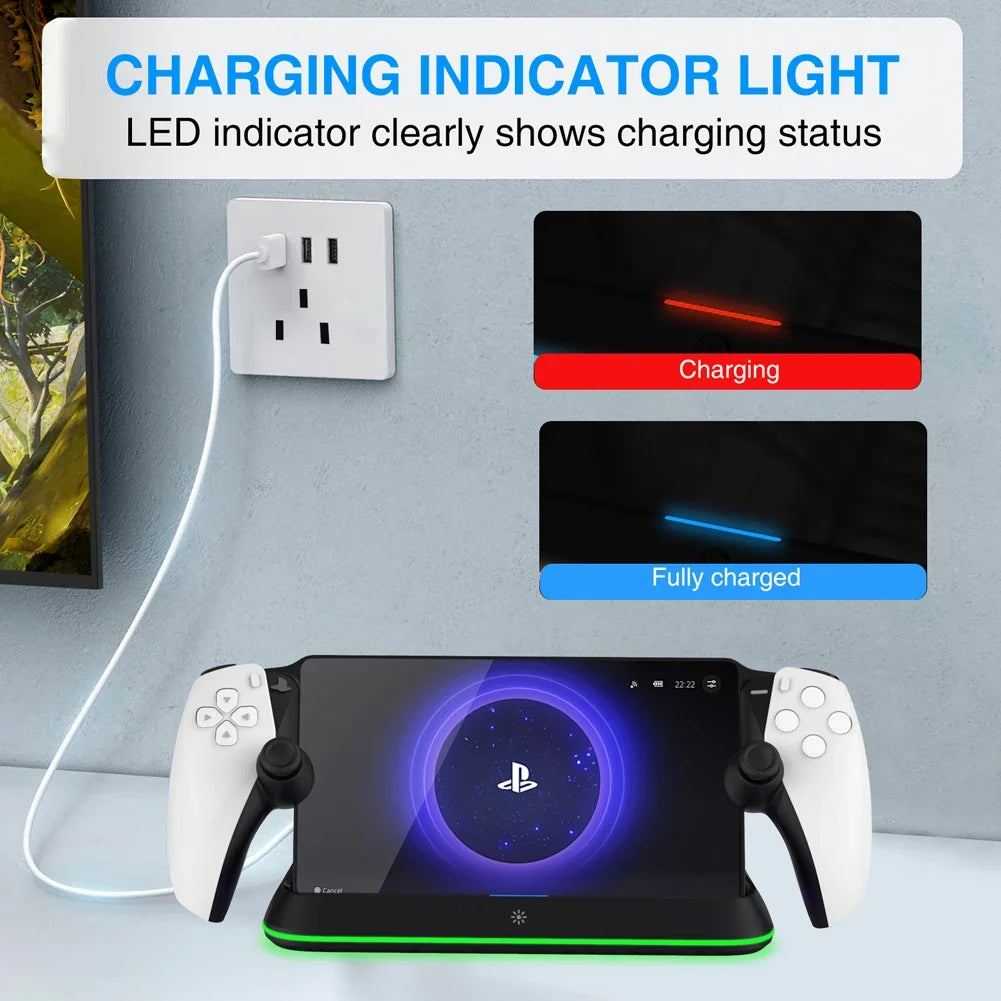 PS5 Portal Charging Dock Station – RGB Light & Type-C