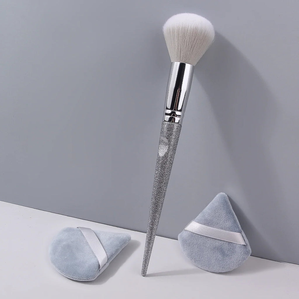 3-Piece Powder Brush & Triangle Powder Puff Set | Face Makeup