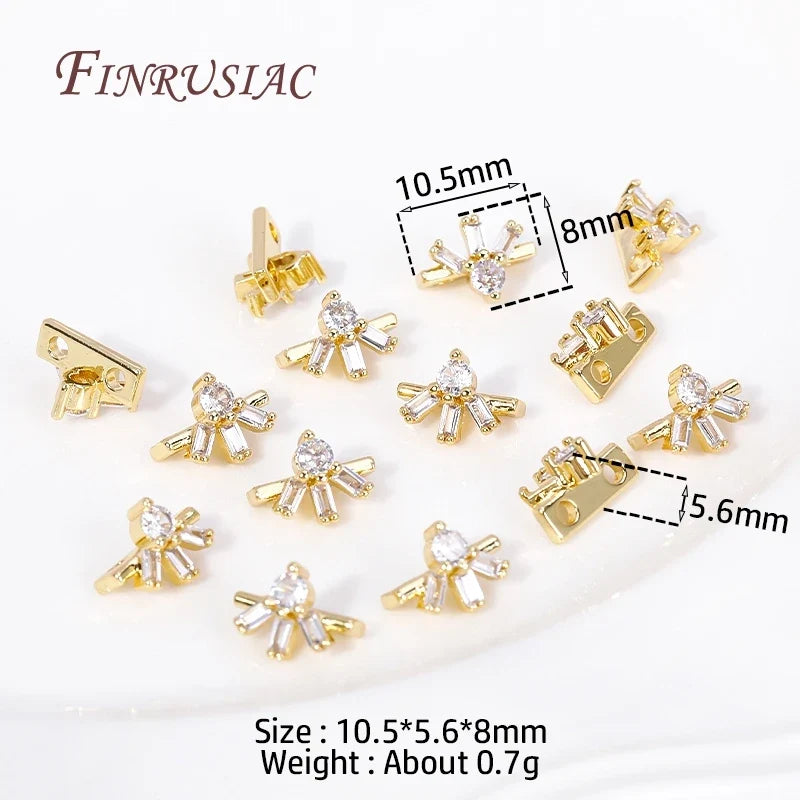 18K Gold Plated Zircon Flower Spacer Bars 2/3 Hole | DIY Jewelry