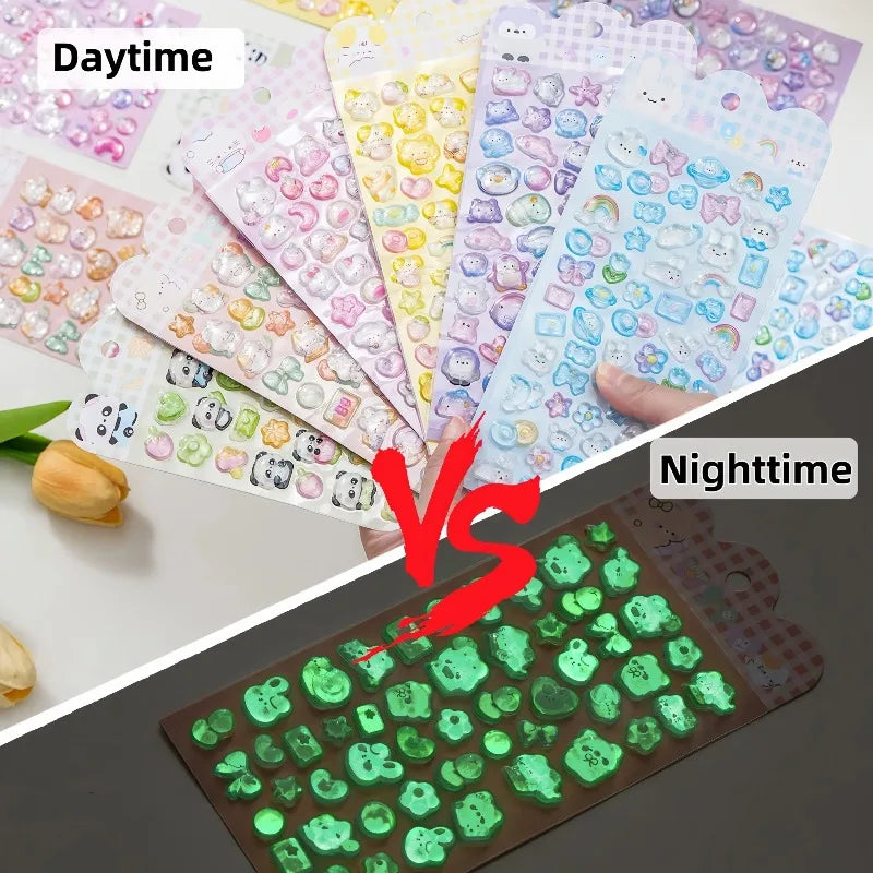 3D Embossed Cartoon Stickers – Luminous & Non-Luminous