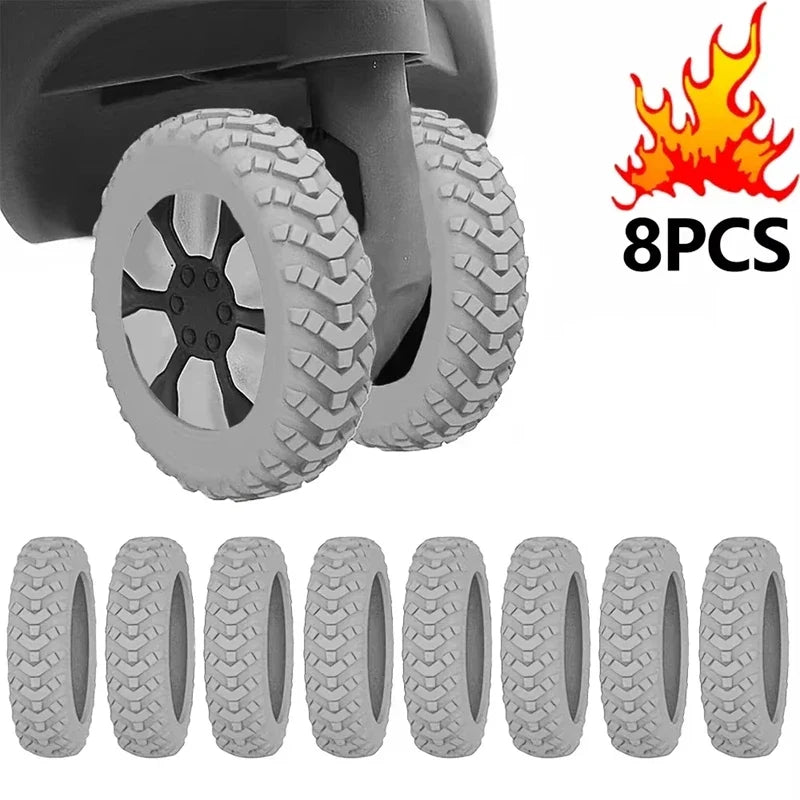 8-Piece Silicone Luggage Wheel Covers – Quiet Caster Protectors