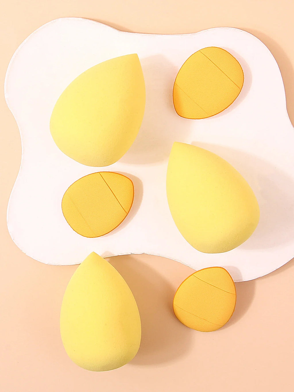 6PCS Yellow Waterdrop Makeup Sponge Set – Foundation & Concealer