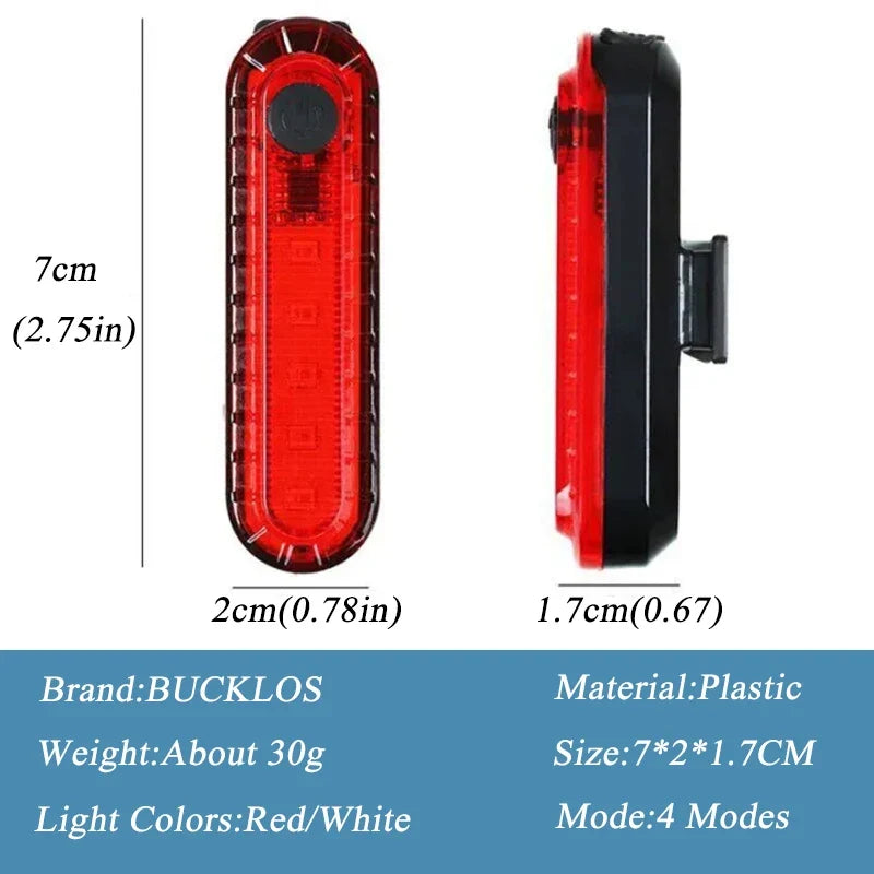 BUCKLOS Rechargeable LED Bike Tail Light | Waterproof MTB