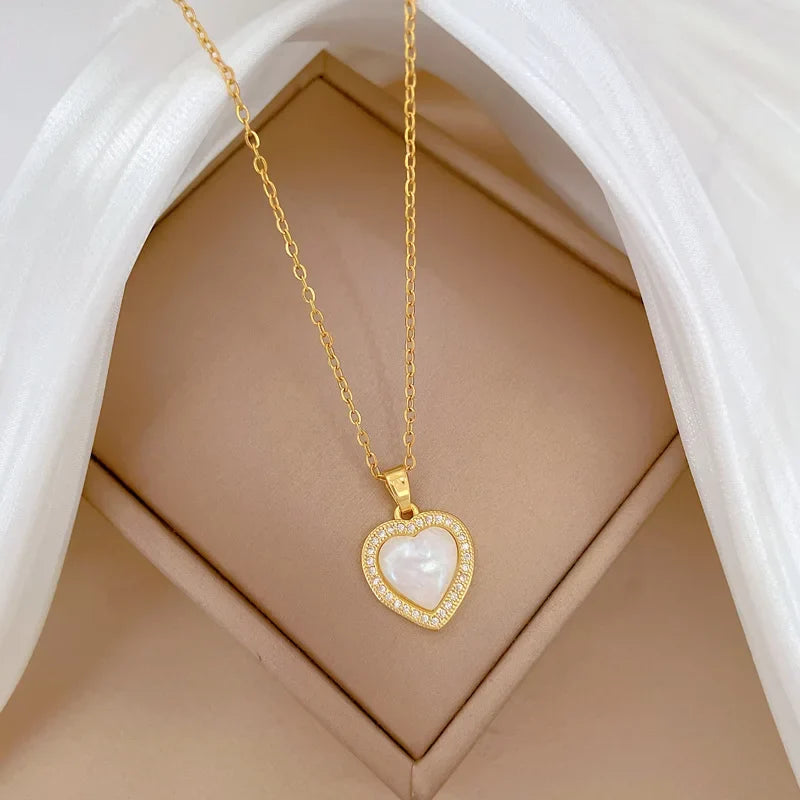 Women's Gold Heart Pendant Necklace – Stainless Steel Choker
