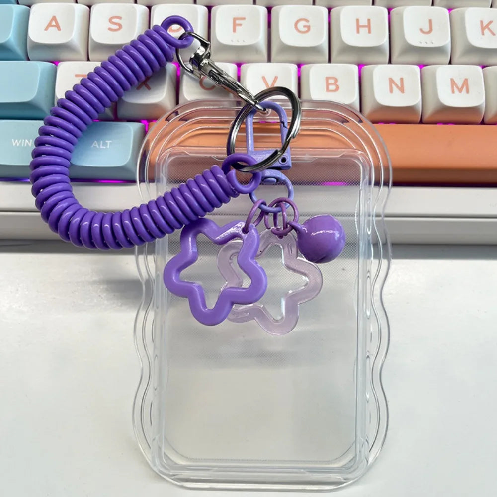 Silicone Kpop Photocard Holder Star Keychain Sliding Cover