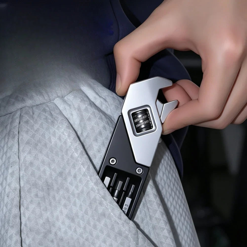 DAZZLEEX 13-in-1 Adjustable Wrench Multi-Tool & Screwdriver Bits