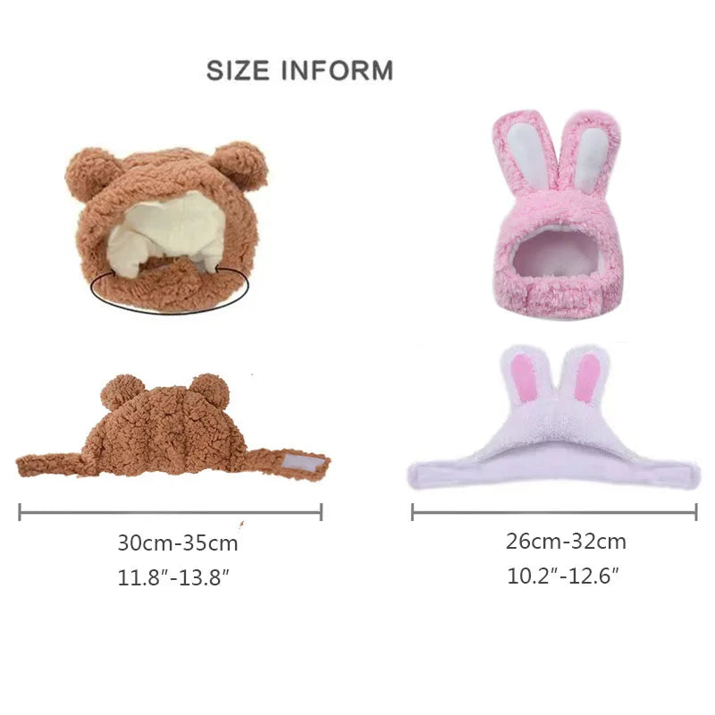 Cute Bear Rabbit Hooded Pet Hat – Soft Fleece Cat & Dog Cosplay