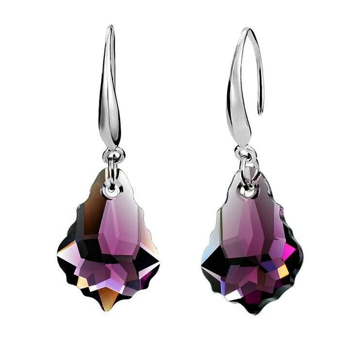Purple Crystal Drop Necklace & Earrings Set | Nixie Jewelry