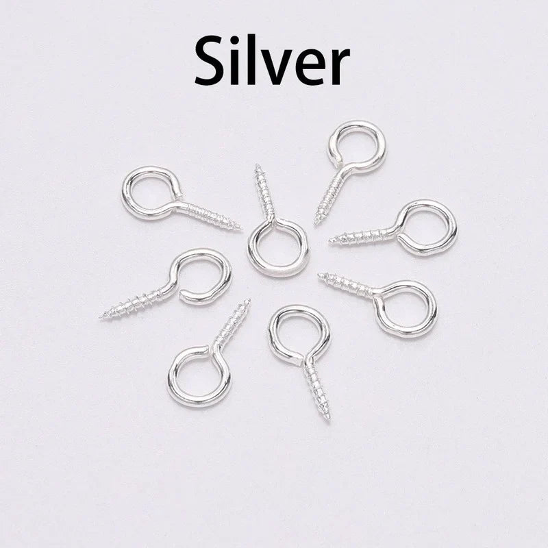 100pcs Mini Screw Eye Pins Eyelets Gold Silver Jewelry Findings DIY