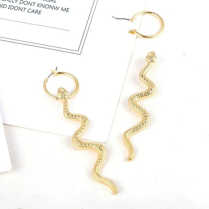 Vintage Snake Dangle Stud Earrings – Zinc Alloy Animal Style