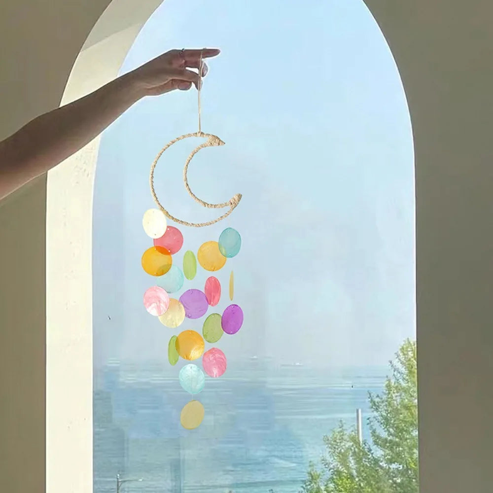 Shell Moon Wind Chimes – Natural Shell Dream Catcher Décor