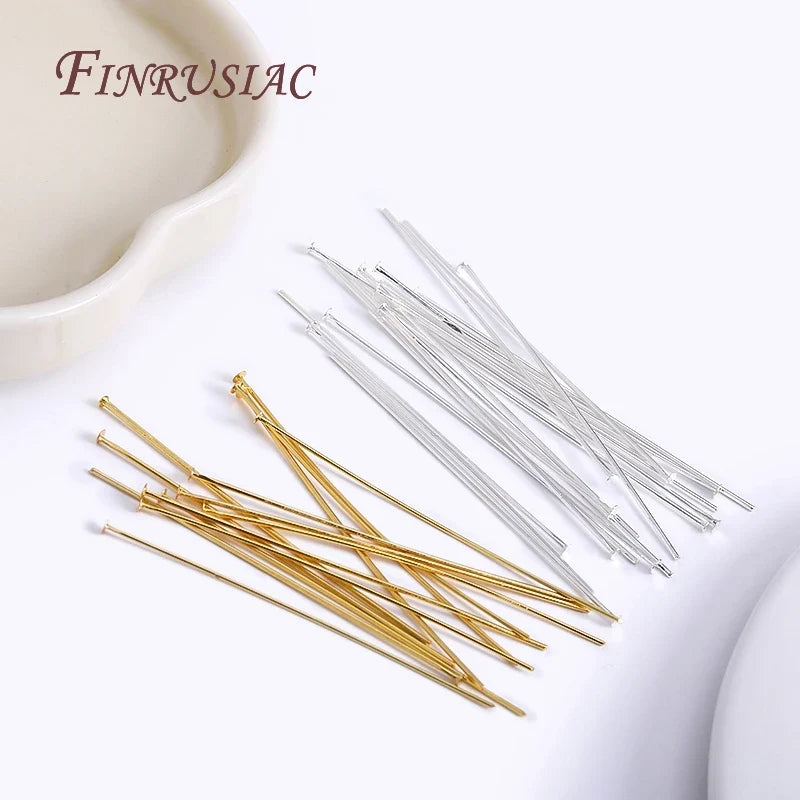 50 Pcs Flat Head Pins – 18K Gold & Silver Plated Brass Findings