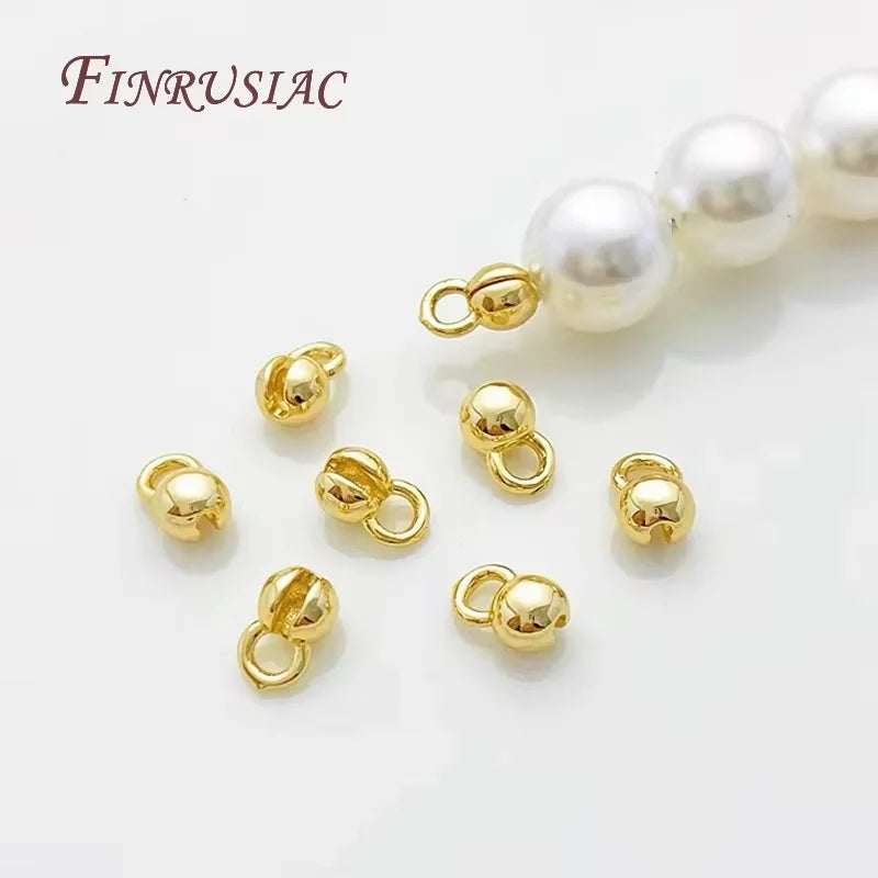 18K Gold Plated Crimp Beads & Bead Tip Connectors – 10–20 Pcs
