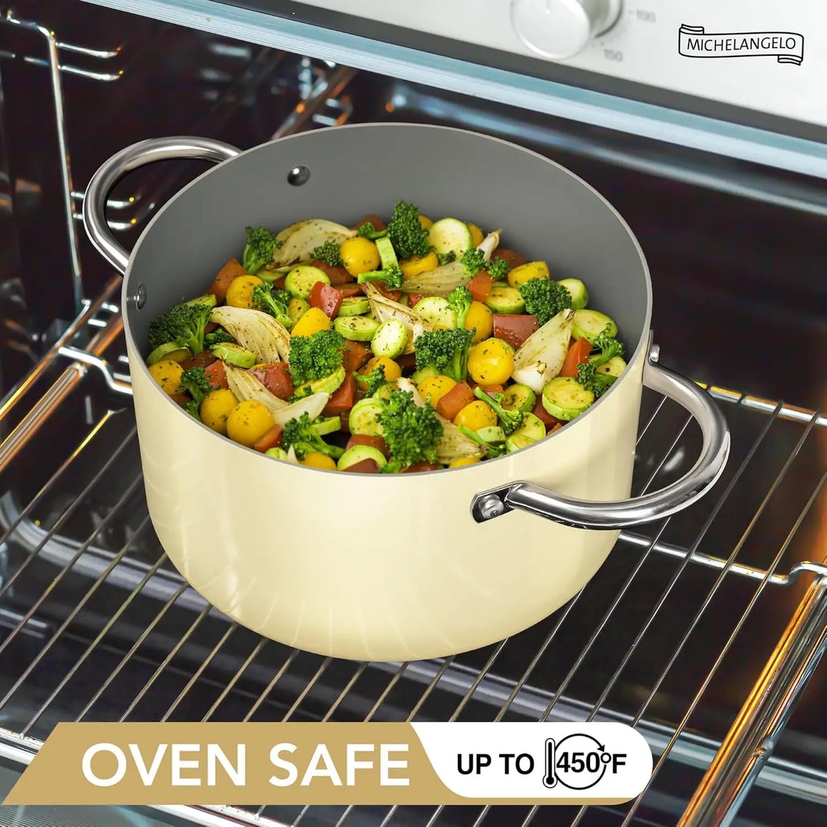 MICHELANGELO 6QT Ceramic Nonstick Stock Pot with Lid | Induction