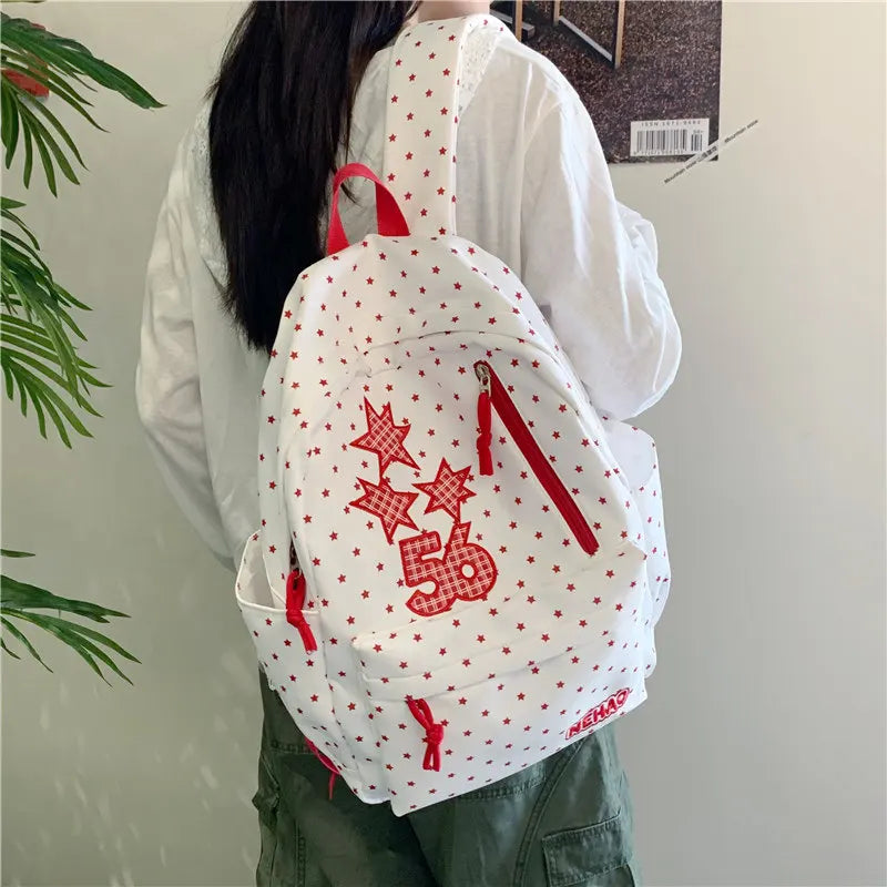 Korean Star Print Backpack – Large Capacity Lightweight Bag