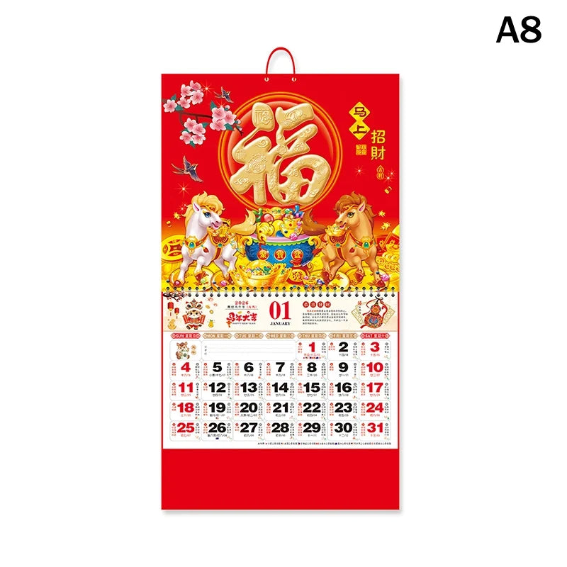 2026 Year of the Horse Chinese Lunar Tear-Off Wall Calendar