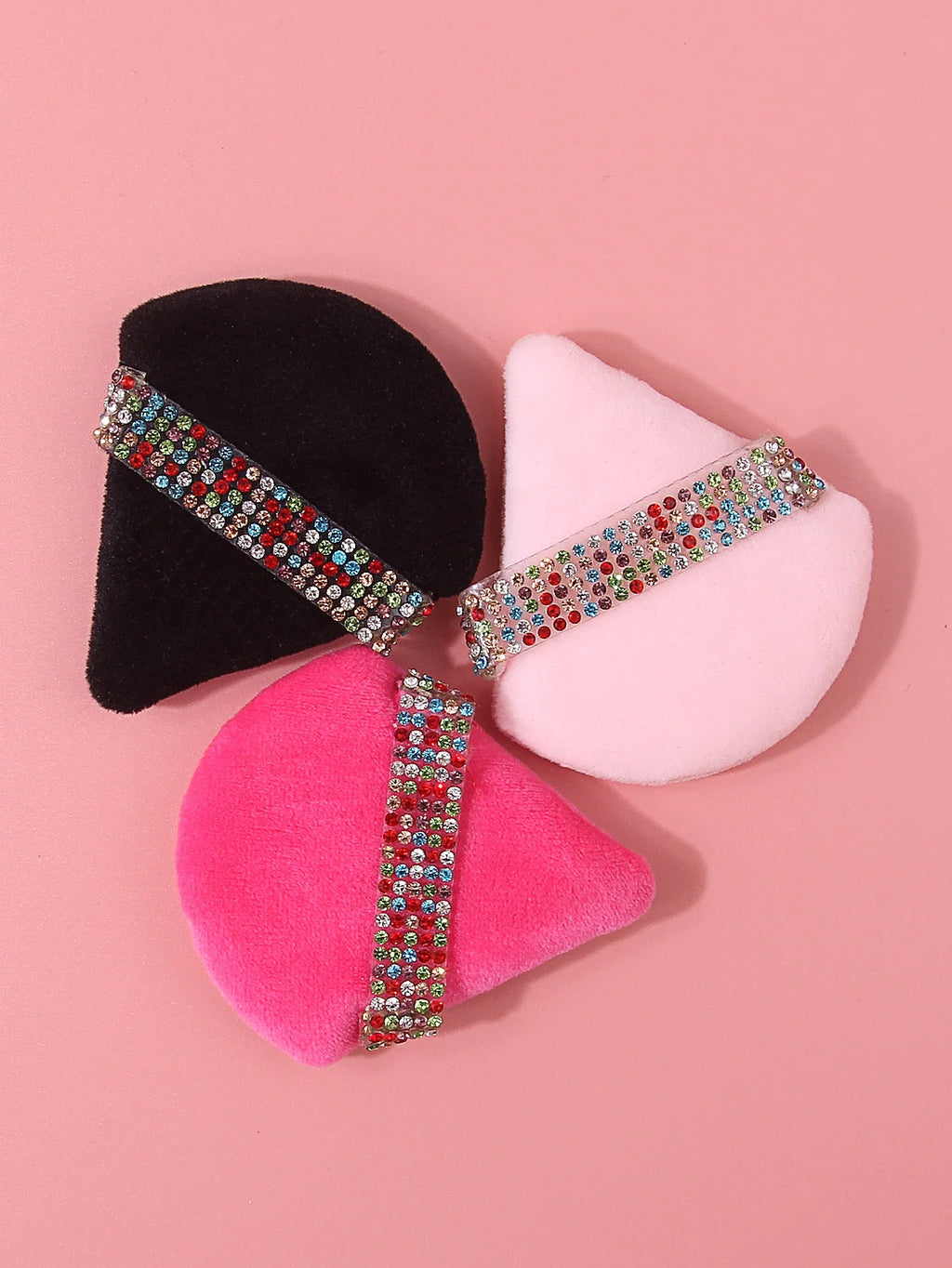 3Pcs Diamond Triangle Velvet Powder Puff Makeup Sponge Set