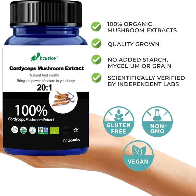 Pure Cordyceps Mushroom Extract Supplement | Vegetarian Caps