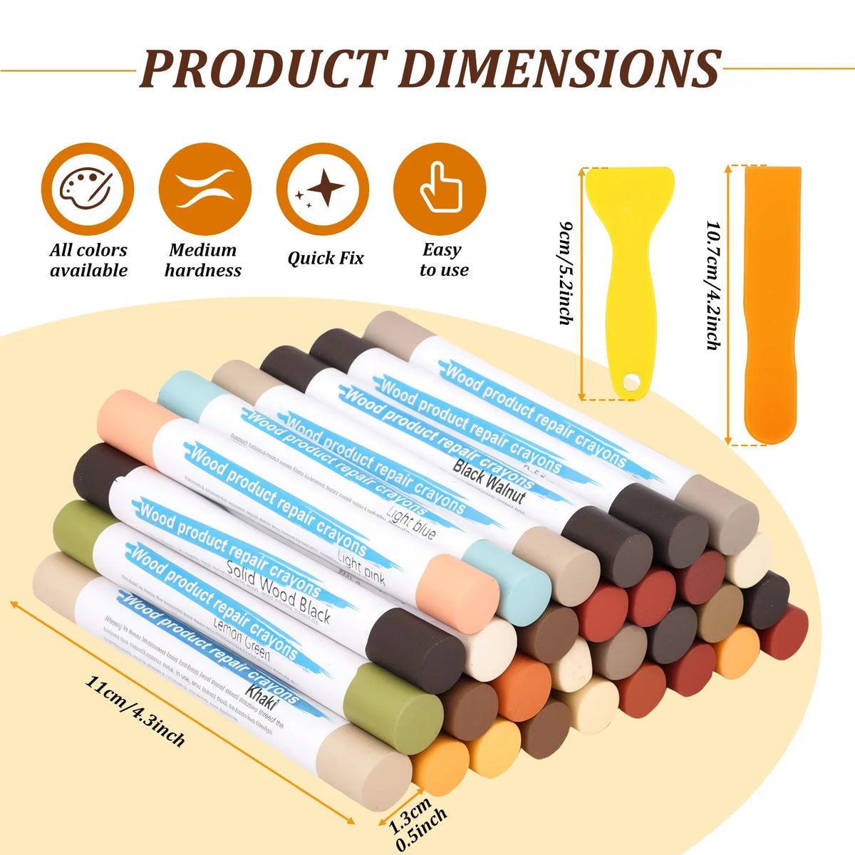 Wood Furniture Repair Pen & Filler Sticks – 18-Color Kit