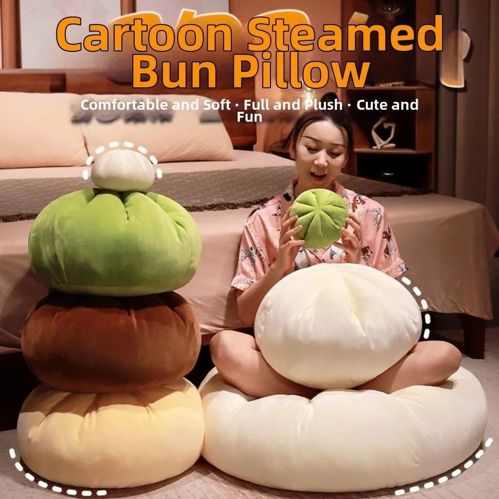 Steamed Bun Throw Pillow – Soft Velvet Cushion 45cm | PP Cotton
