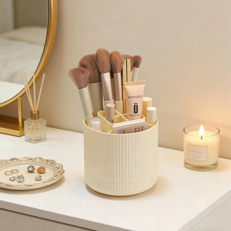 360° Rotating Makeup Brush Holder – 8-Slot Vanity Organizer