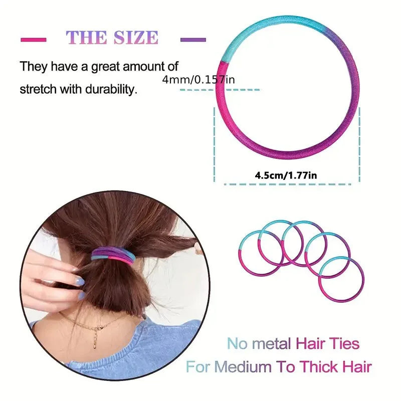 50pcs 4MM Black Elastic Hair Bands Ponytail Holders | Pack