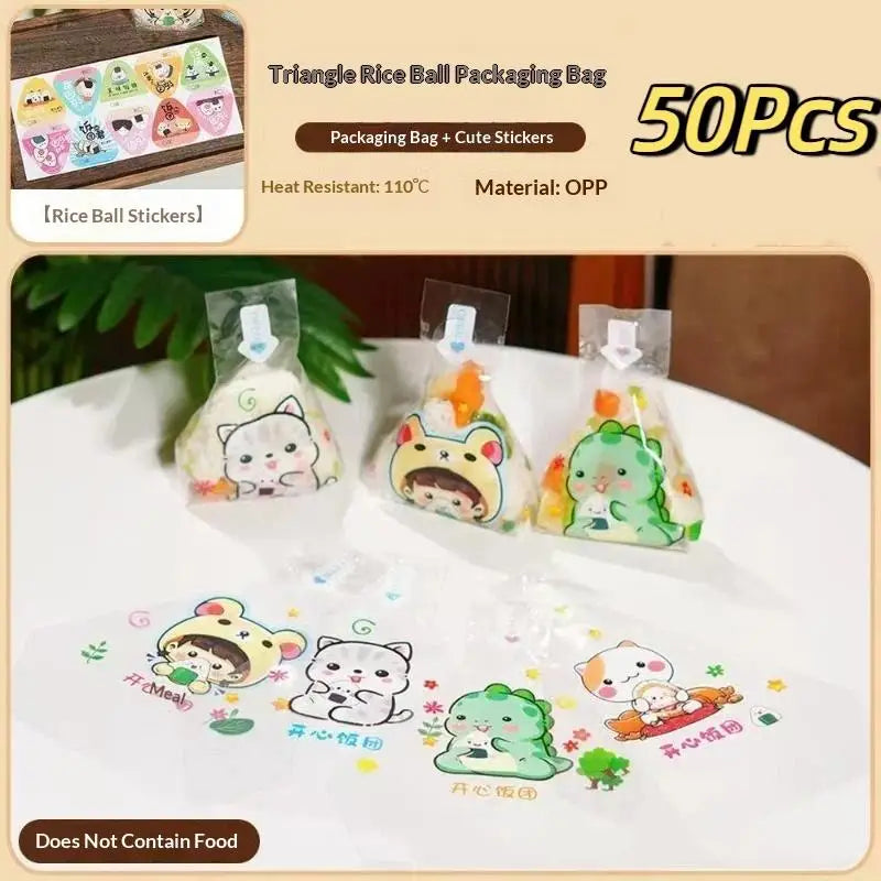 Onigiri Triangle Disposable Bags 50Pcs – BPA-Free Food Wrap