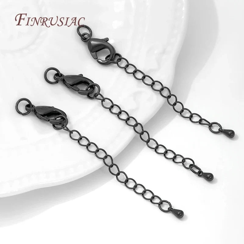 Black Brass Extension Chains with Lobster Clasps | Jewelry Making