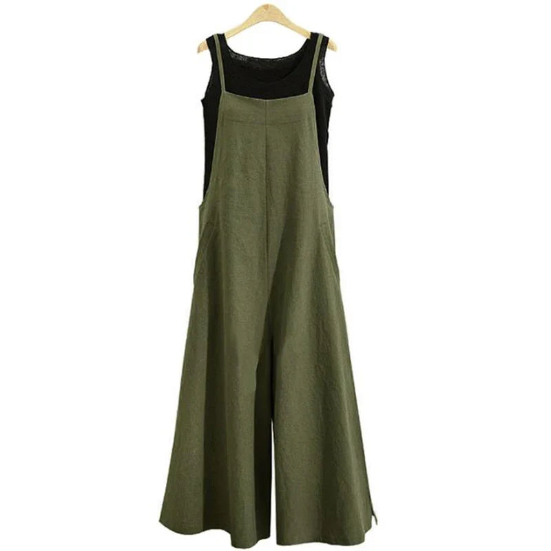 Women's Wide Leg Bib Overalls – Cotton Jumpsuit S–5XL