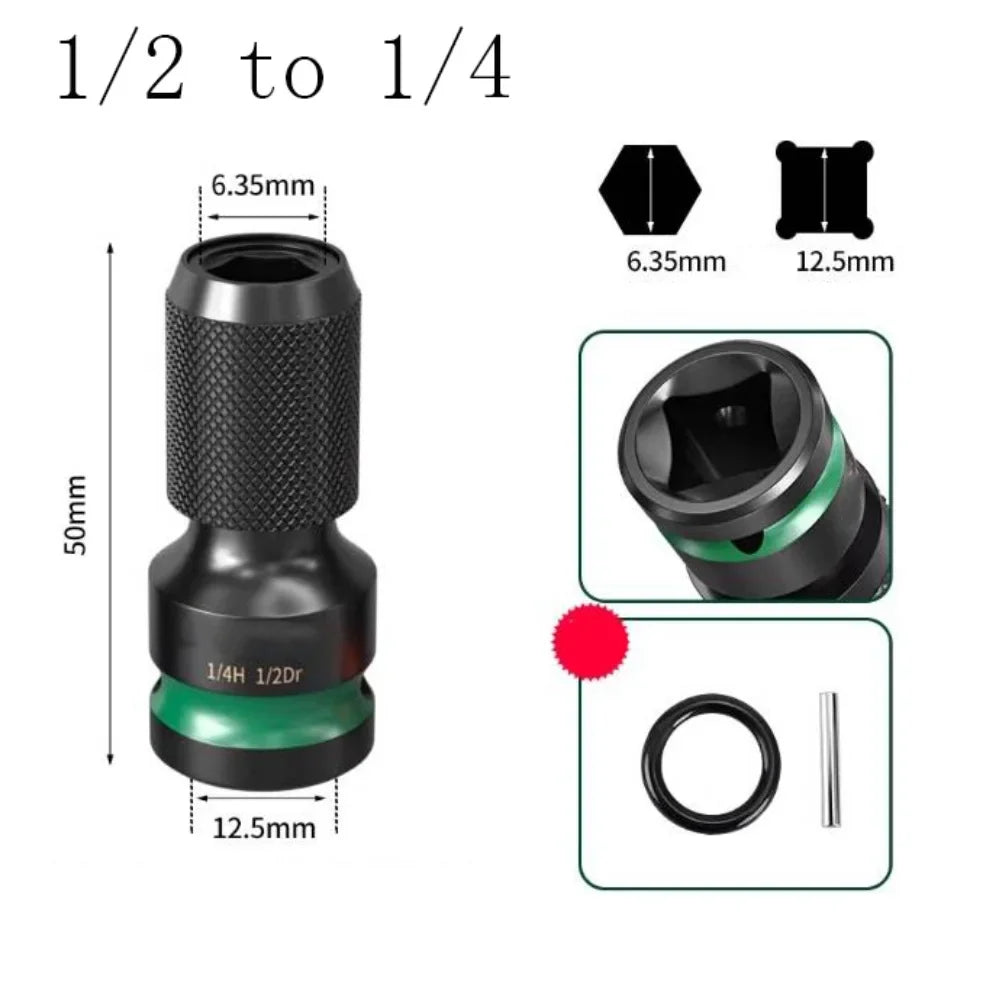 Impact Wrench Hex Bit Adapter 1/2 3/8 1/4" to 6.35mm Chuck