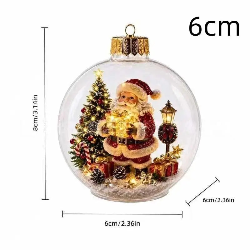 LED Luminous Christmas Crystal Ball Ornament – Santa & Snowman
