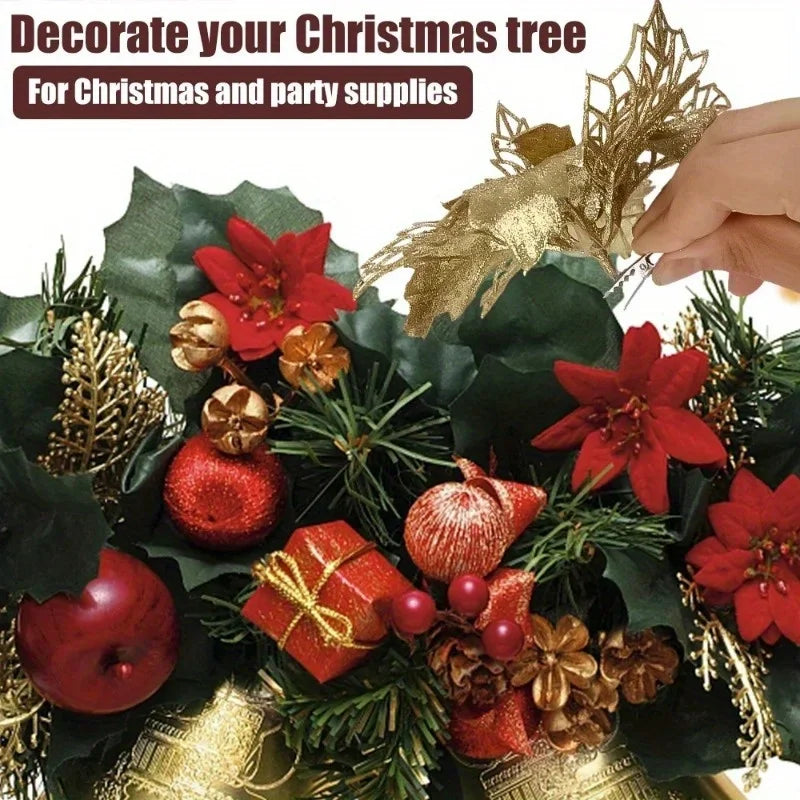 Mini Christmas Flower Metal Clips – Xmas Tree & Wreath Decor