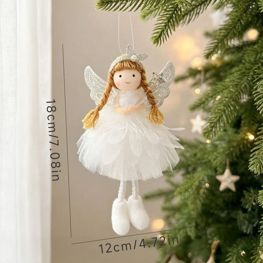 Plush Christmas Angel Ornament – Fluffy Wings Hanging Pendant