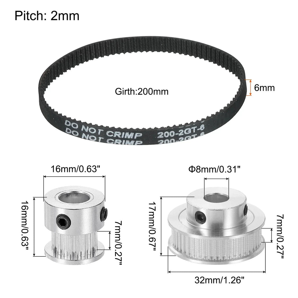 Timing Belt Pulley Set 20 & 48 Teeth 8mm Bore | Sync Drive Kit