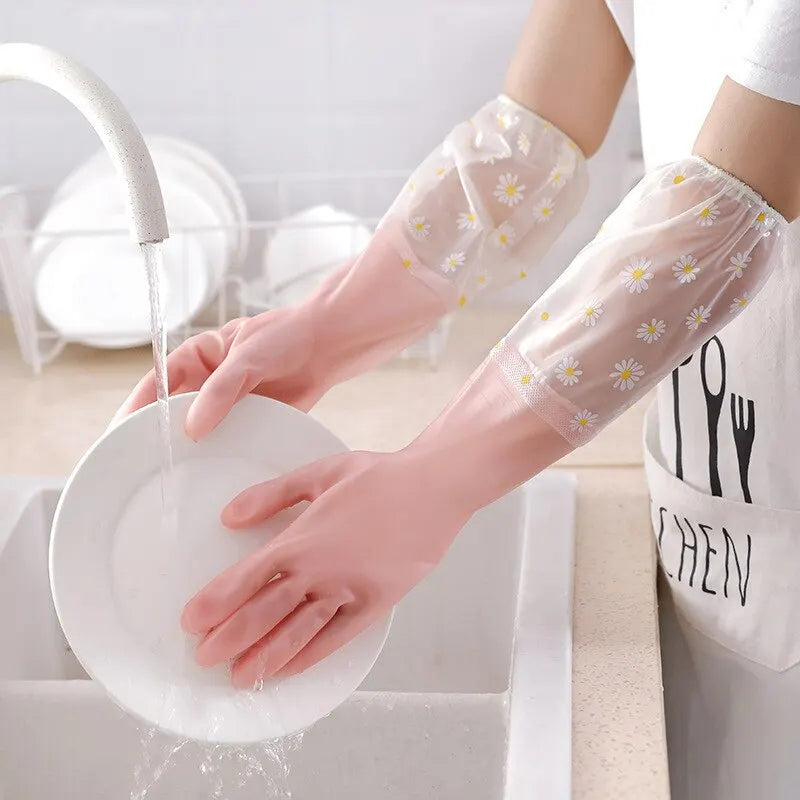 Waterproof Latex Rubber Gloves for Kitchen & Household Cleaning
