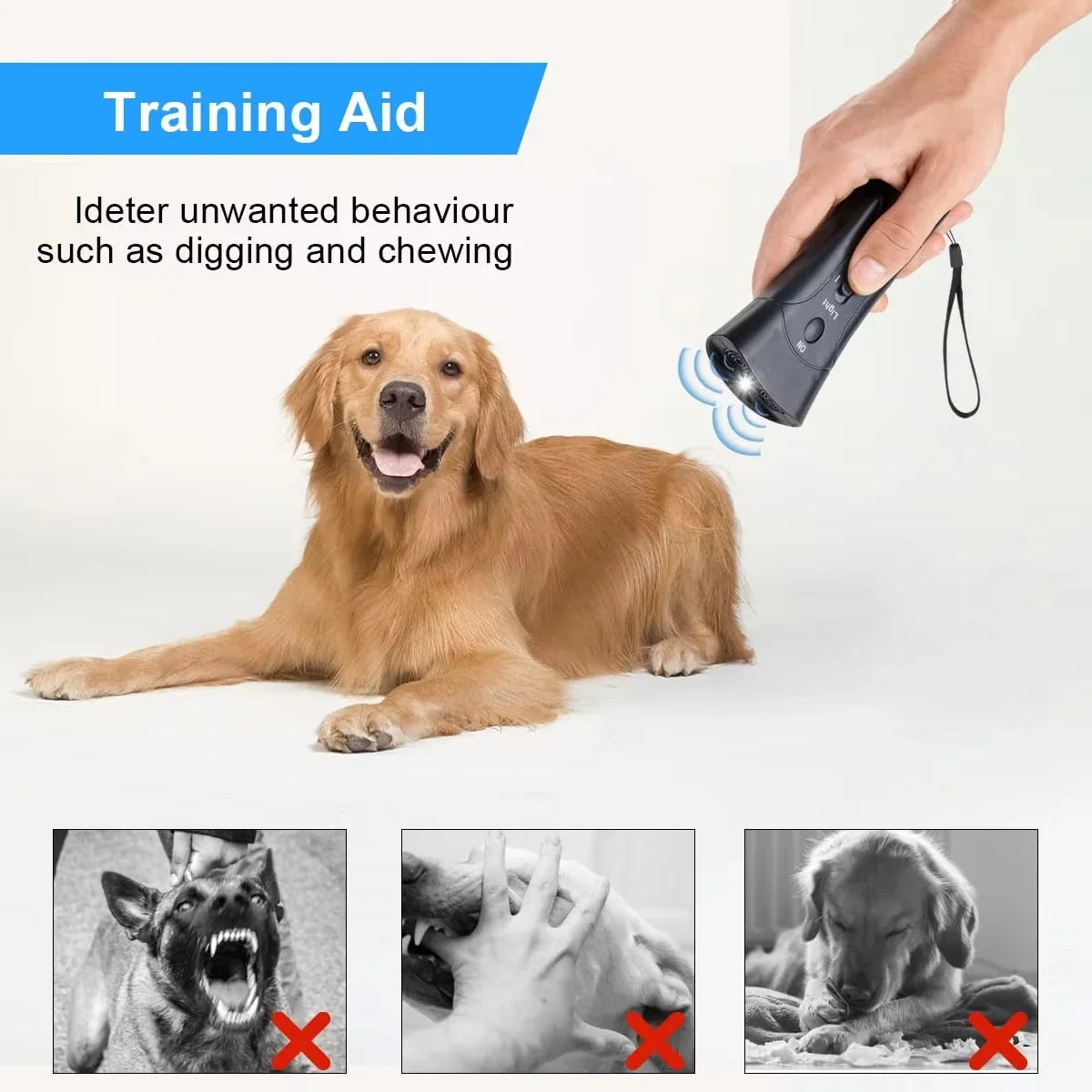 Ultrasonic LED Dog Repeller & Anti-Bark Training Device