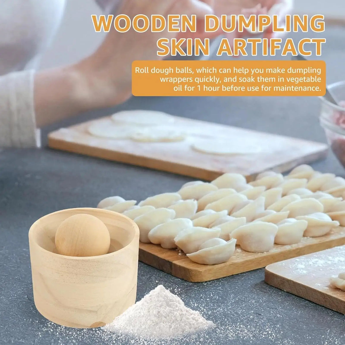 Wood Dumpling Skin Maker – Manual Dough Press Mold