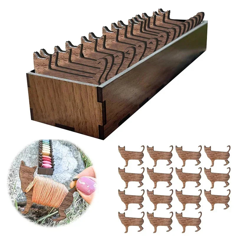 Wooden Animal Bobbin Set – Embroidery Floss Thread Organizer