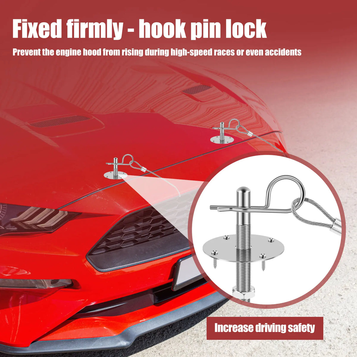 Stainless Steel Hood Pin Plate Lock Kit – Universal Racing Fit
