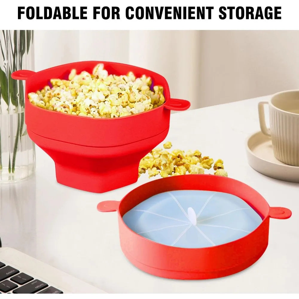 Silicone Microwave Popcorn Maker Collapsible Bowl with Lid