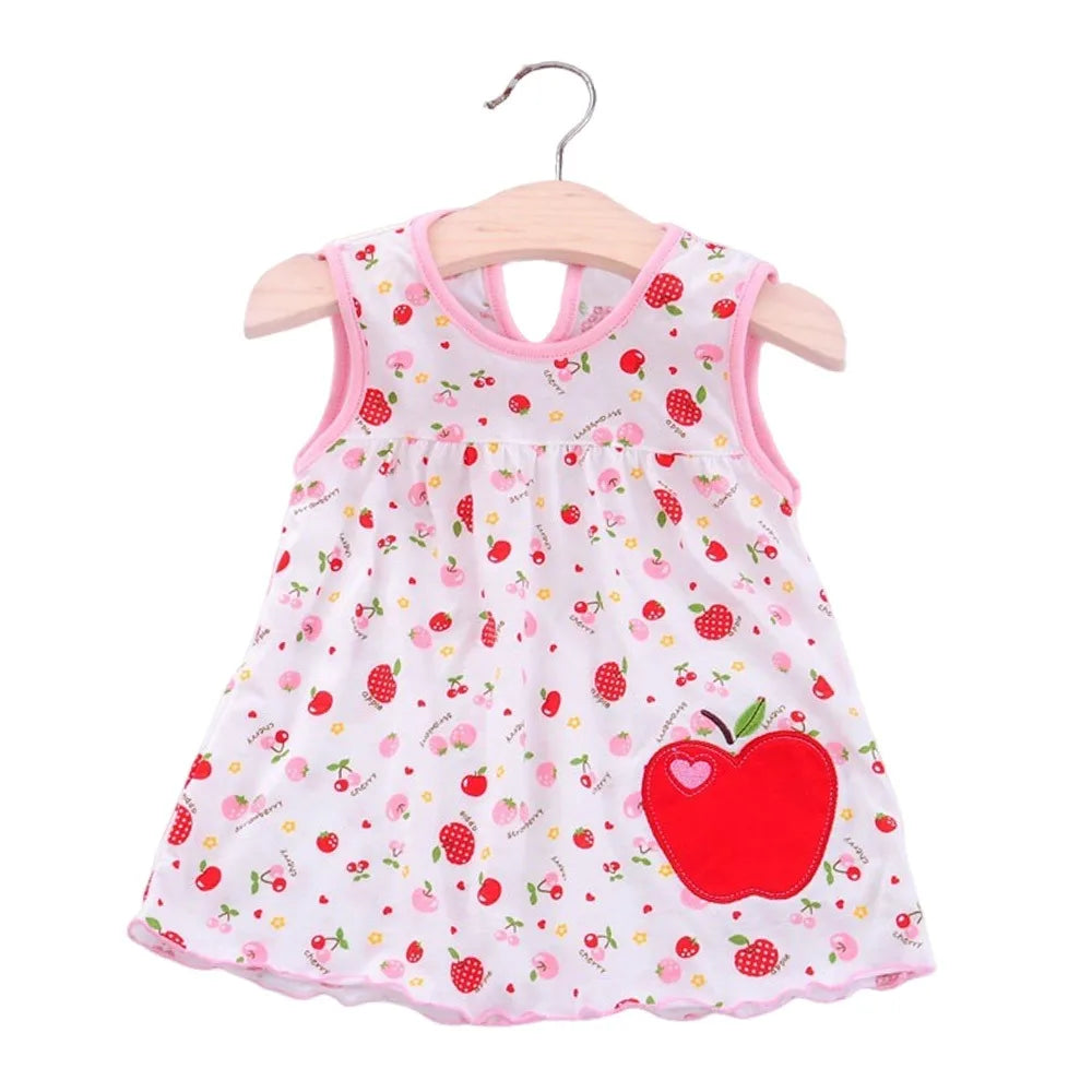 Pure Cotton Baby Girl Dress – Cartoon Print Summer Princess
