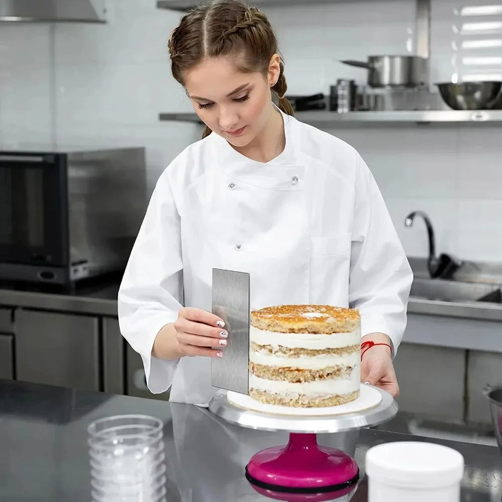 Stainless Steel Cake Scraper & Pastry Comb Smoother Tool